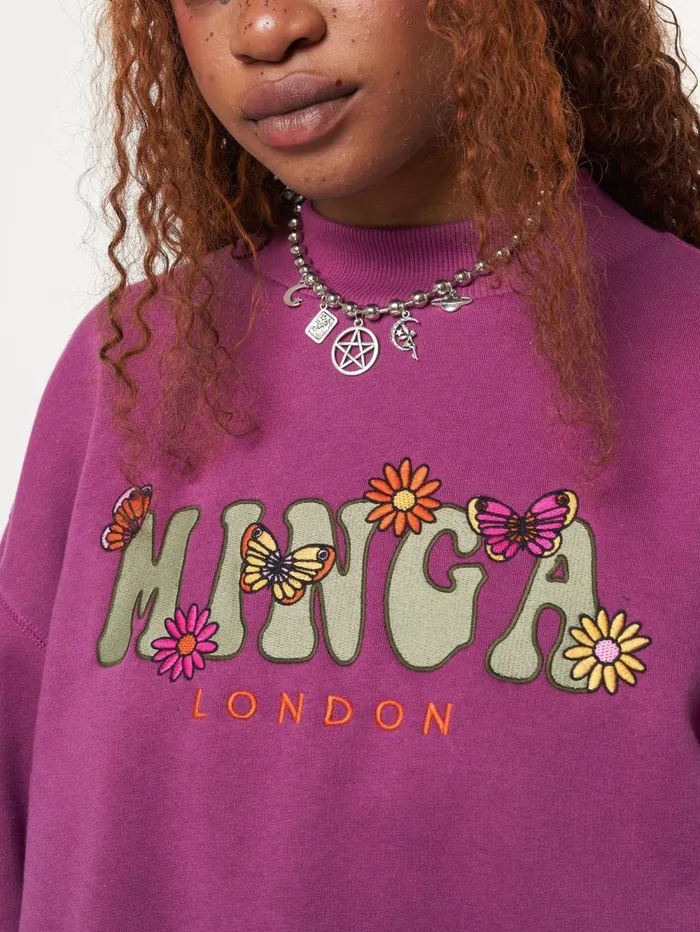 Women Minga London Sweaters and Hoodies Minga Flowers and Butterflies High Neck Sweater
