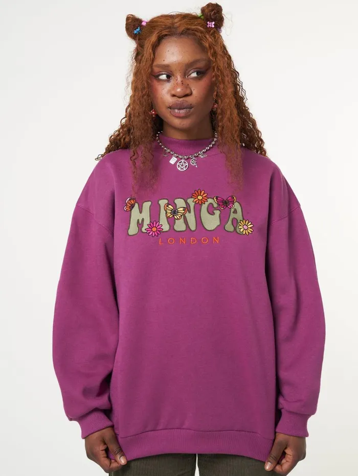 Women Minga London Sweaters and Hoodies Minga Flowers and Butterflies High Neck Sweater