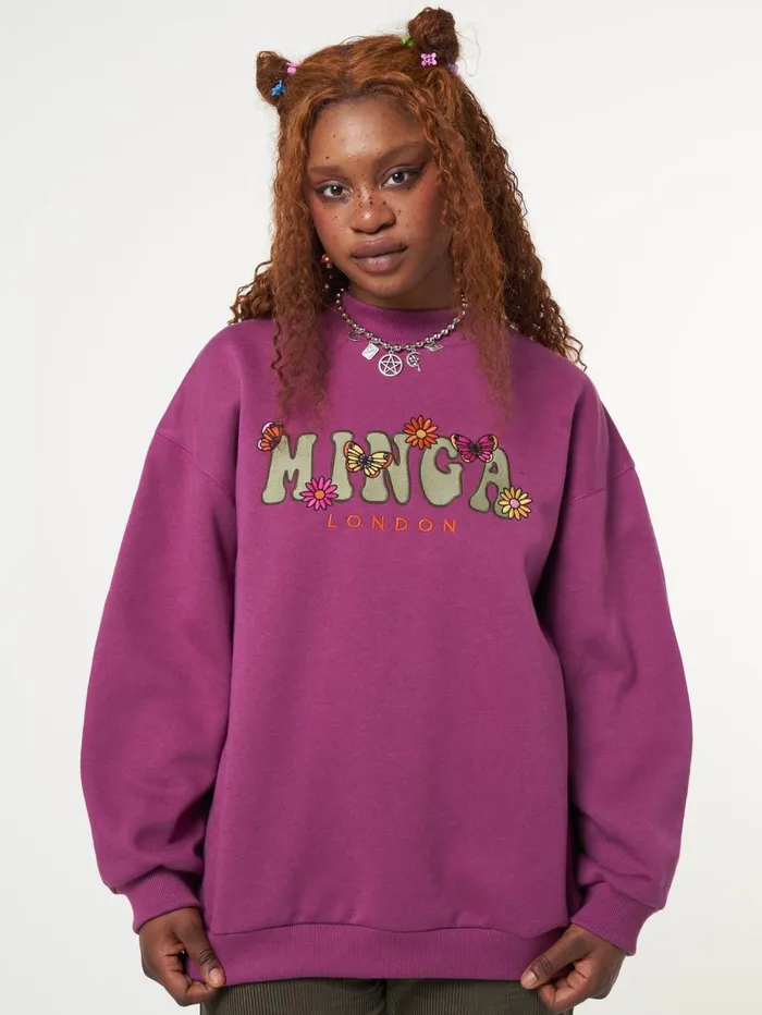 Women Minga London Sweaters and Hoodies Minga Flowers and Butterflies High Neck Sweater