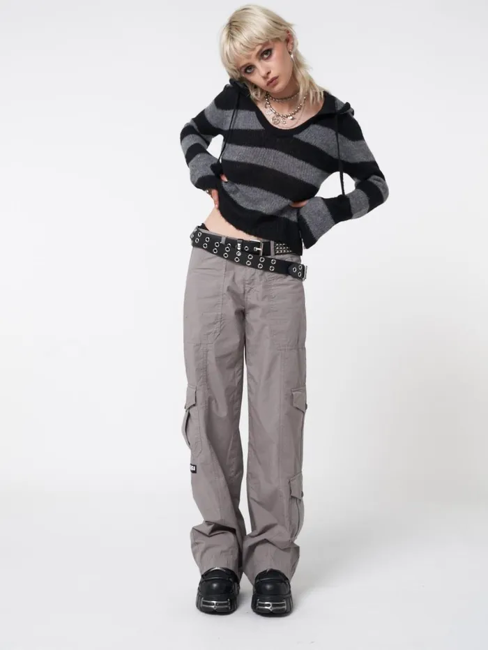 Women Minga London Sweaters and Hoodies Smoke Stripes Knitted Hoodie