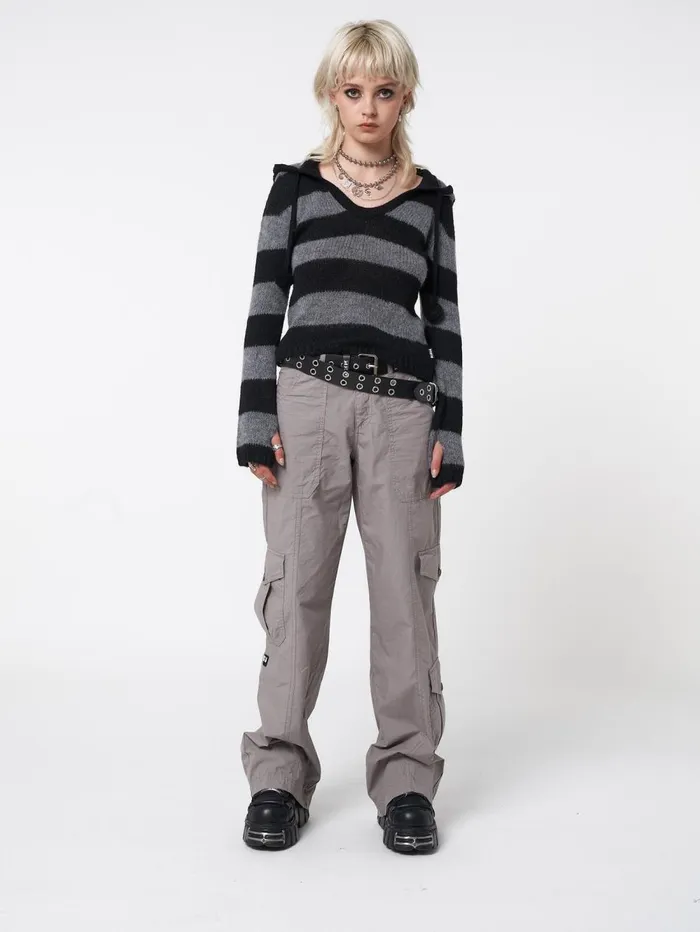 Women Minga London Sweaters and Hoodies Smoke Stripes Knitted Hoodie