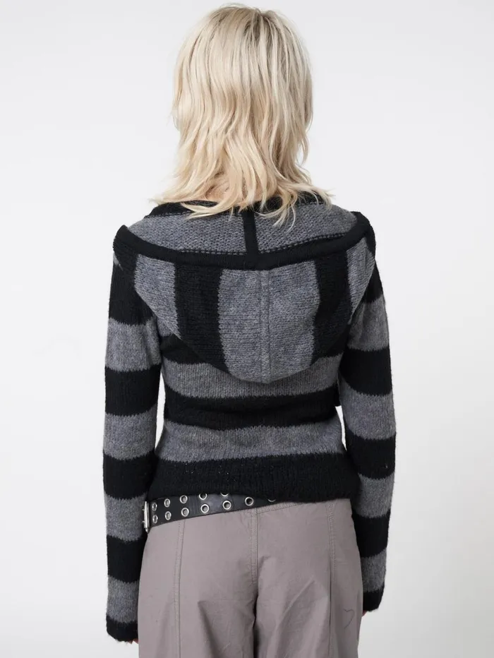 Women Minga London Sweaters and Hoodies Smoke Stripes Knitted Hoodie