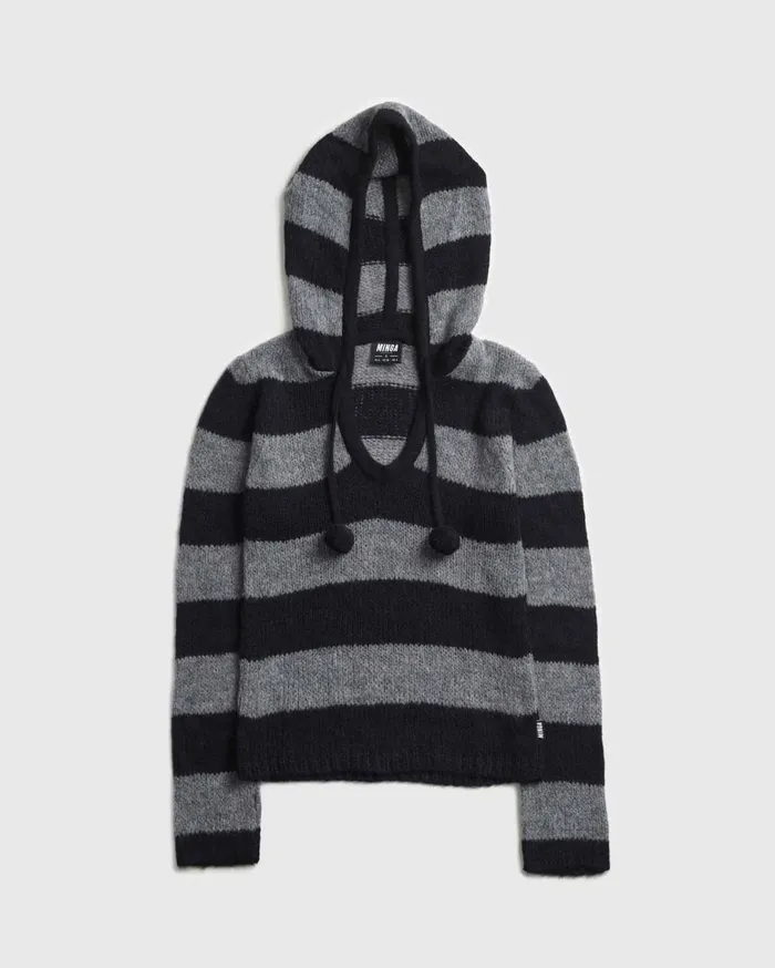 Women Minga London Sweaters and Hoodies Smoke Stripes Knitted Hoodie