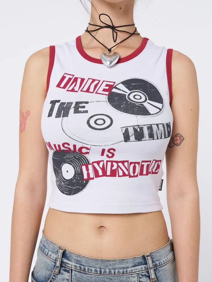 Women Minga London Tops and TShirts Hypnotic Graphic Print Vest Top