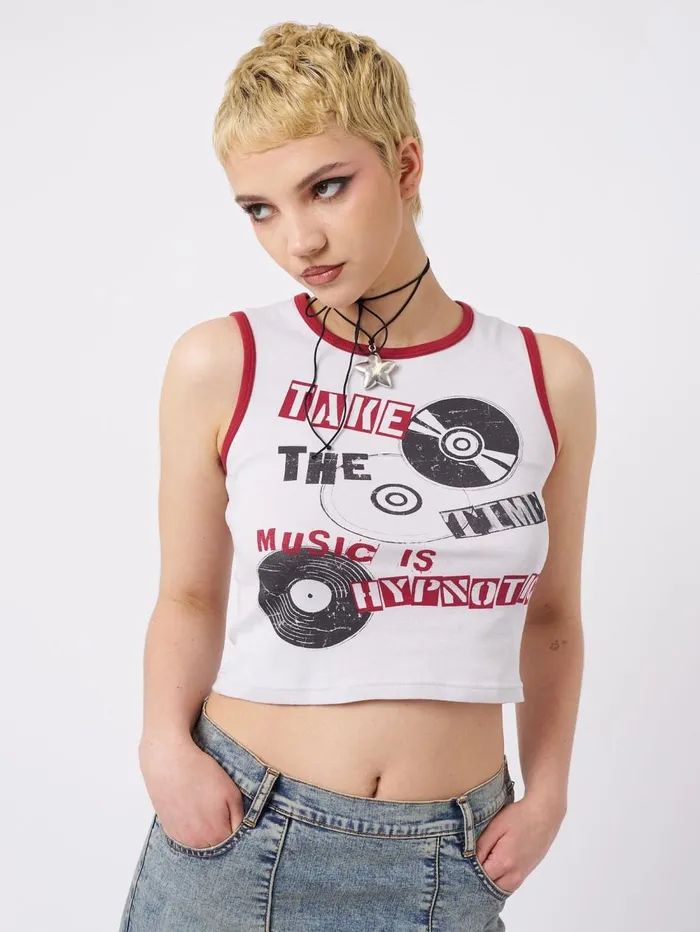 Women Minga London Tops and TShirts Hypnotic Graphic Print Vest Top