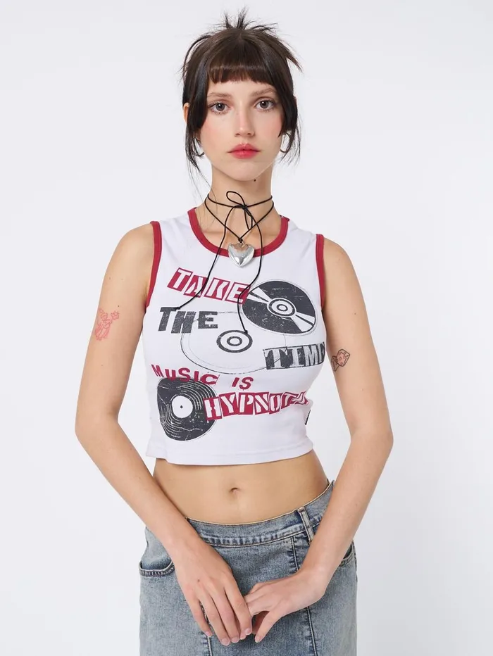 Women Minga London Tops and TShirts Hypnotic Graphic Print Vest Top
