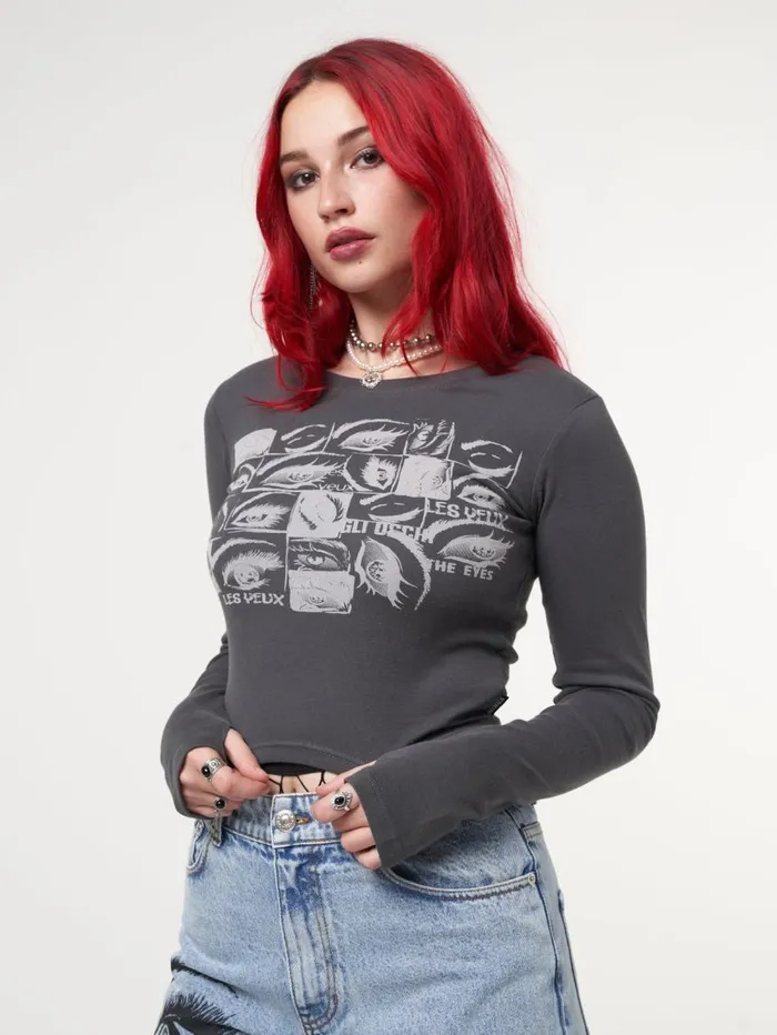 Women Minga London Tops and TShirts Lex Yeux Graphic Crop Top