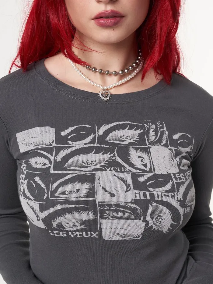 Women Minga London Tops and TShirts Lex Yeux Graphic Crop Top