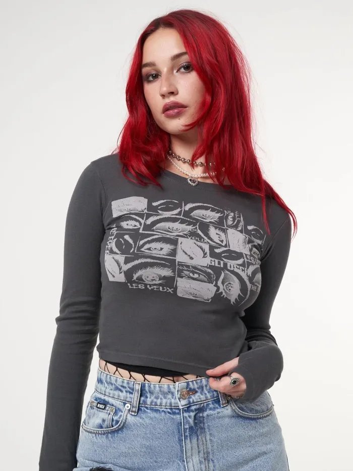Women Minga London Tops and TShirts Lex Yeux Graphic Crop Top