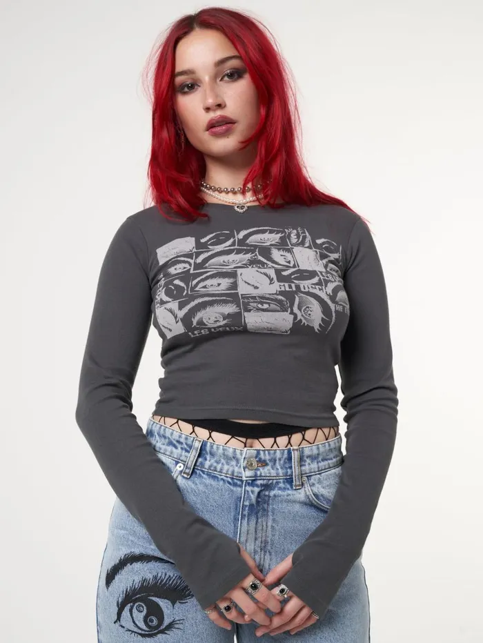 Women Minga London Tops and TShirts Lex Yeux Graphic Crop Top
