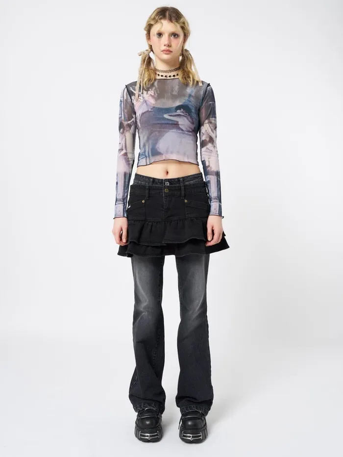 Women Minga London Tops and TShirts Midnight Dancing Long Sleeve Mesh Top