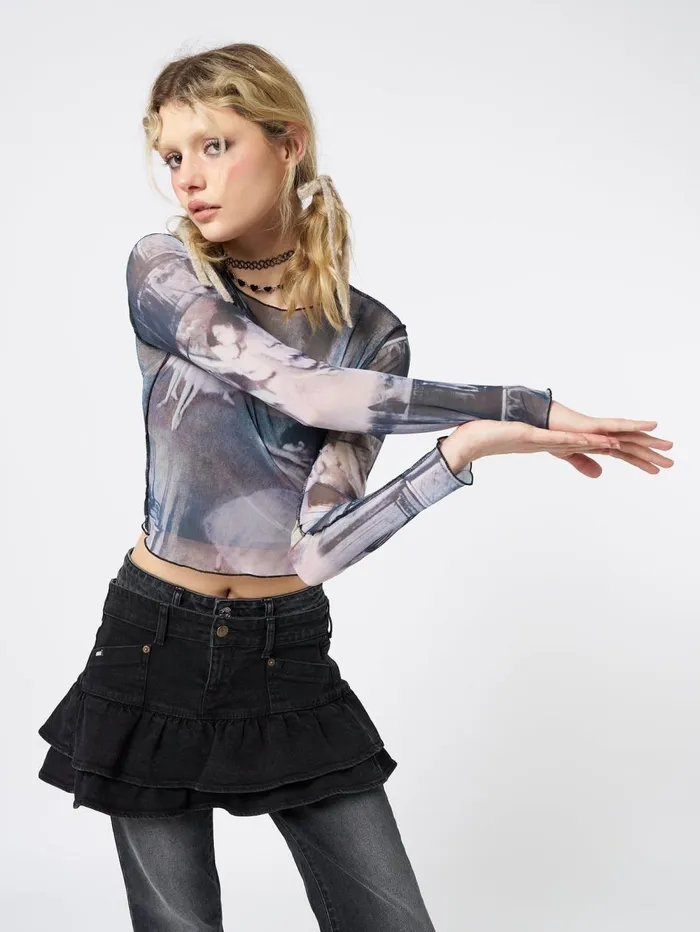Women Minga London Tops and TShirts Midnight Dancing Long Sleeve Mesh Top