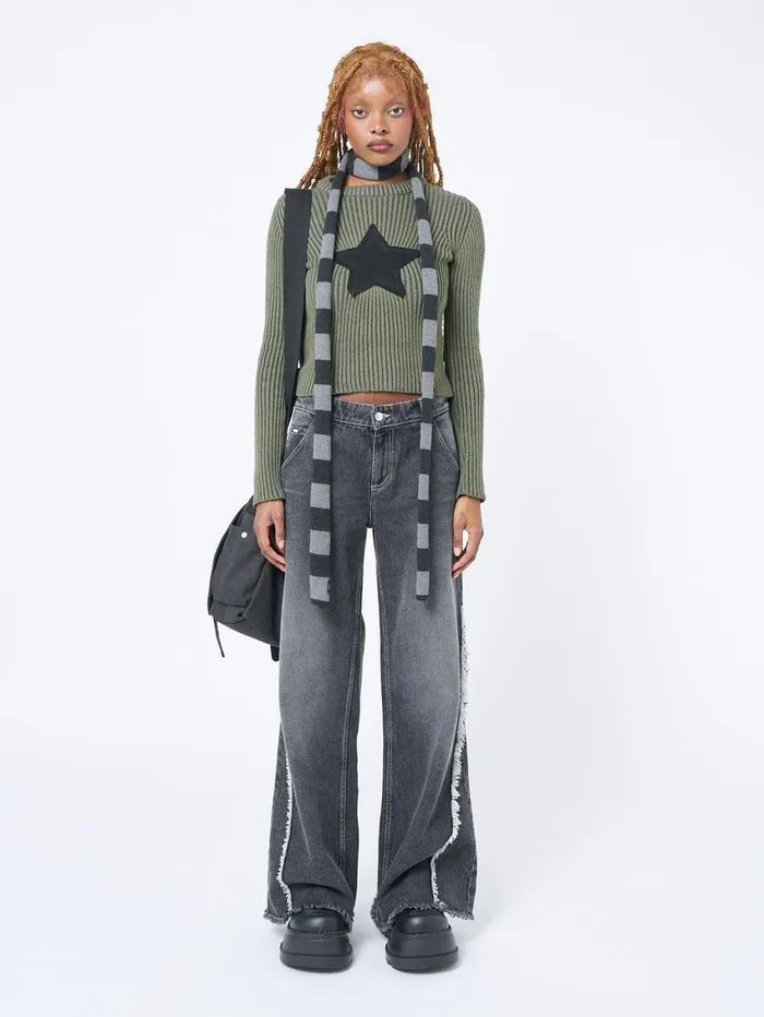 Women Minga London Tops and TShirts Star Green Chunky Knit Jumper