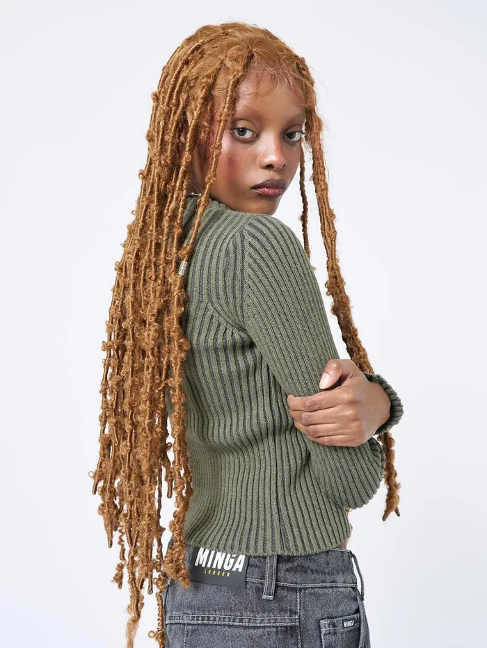 Women Minga London Tops and TShirts Star Green Chunky Knit Jumper