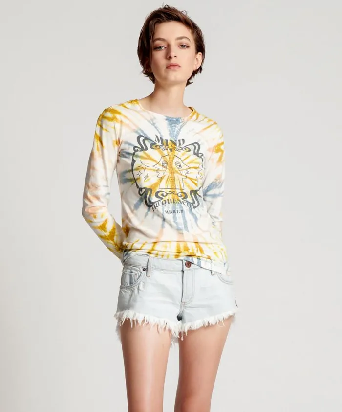 Women MOBLACK MIND FREQUENCIES FITTED FERN LONGSLEEVE TE One Teaspoon Basic Tees