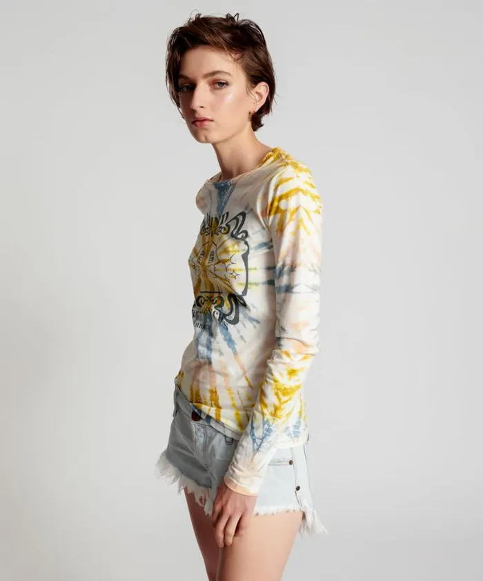 Women MOBLACK MIND FREQUENCIES FITTED FERN LONGSLEEVE TE One Teaspoon Basic Tees