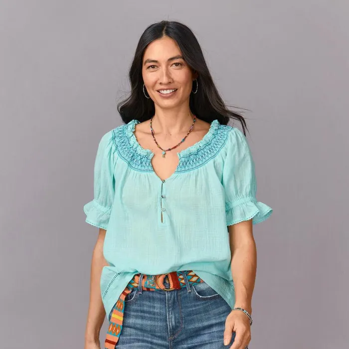 Women Morgan Easy Top Petite Soft Turq Sundance Catalog Petite Styles