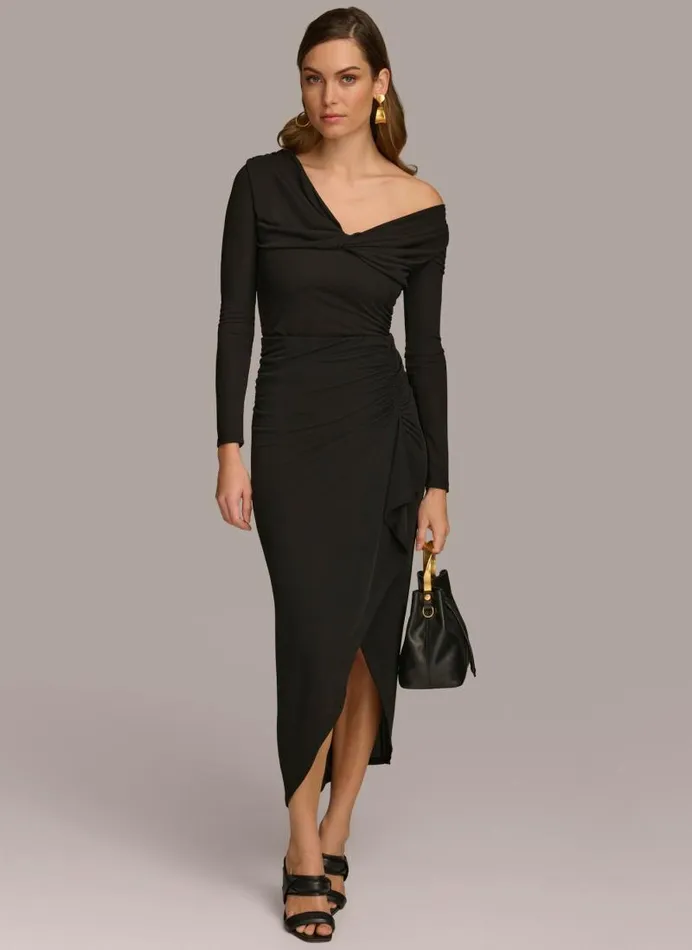 Women OFF SHOULDER BODYSUIT Black Donna Karan New York Sweaters And Tops