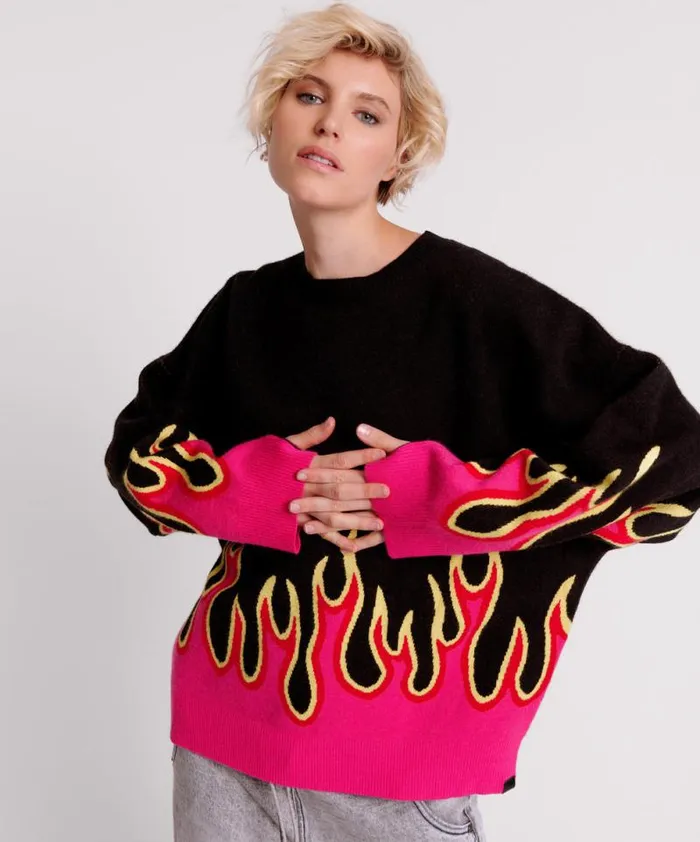 Women ON FIRE INTARSIA SWEATER One Teaspoon Knitwear