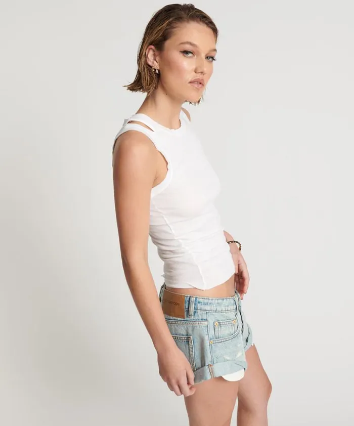 Women OTS CUT THROUGH FINE RIBBED TANK TOP One Teaspoon Tees and Tanks Women OTS CUT THROUGH FINE RIBBED TANK TOP One Teaspoon Tees and Tanks