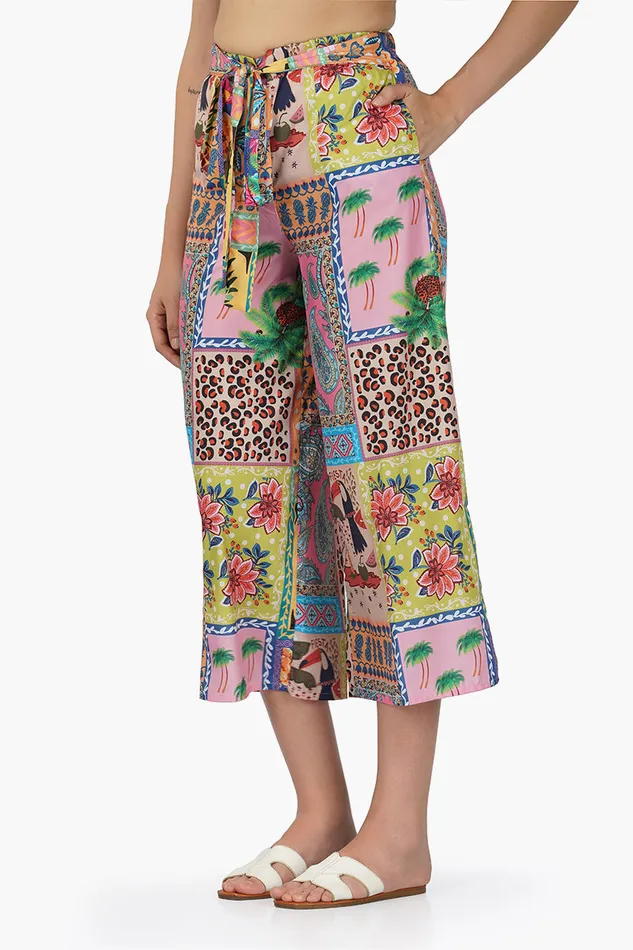 Women Pants America and Beyond Macaw Pineapple Button Up Pants