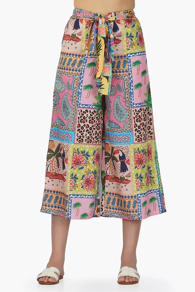 Women Pants America and Beyond Macaw Pineapple Button Up Pants