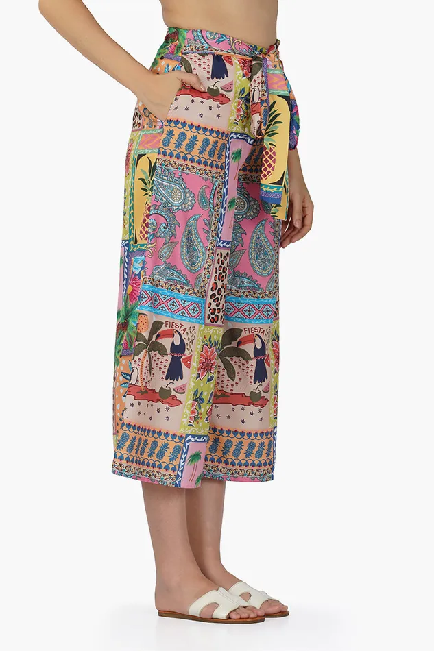 Women Pants America and Beyond Macaw Pineapple Button Up Pants