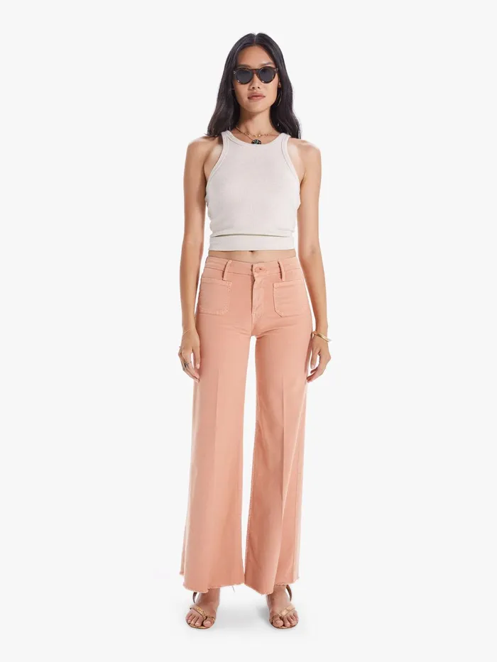 Women Pants Mother Denim The Patch Pocket Roller Fray Medium Pink