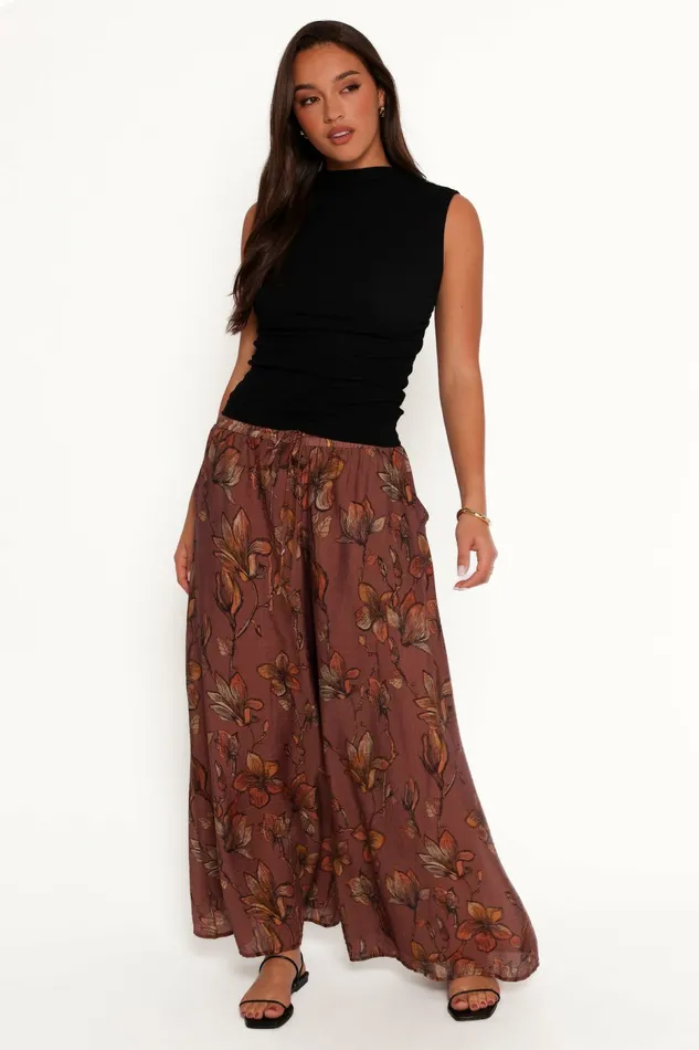 Women Pants Petal and Pup Larson Pant Brown Floral