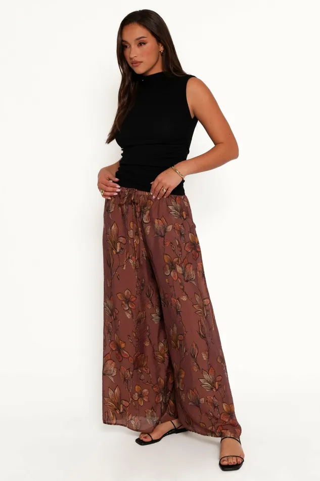 Women Pants Petal and Pup Larson Pant Brown Floral