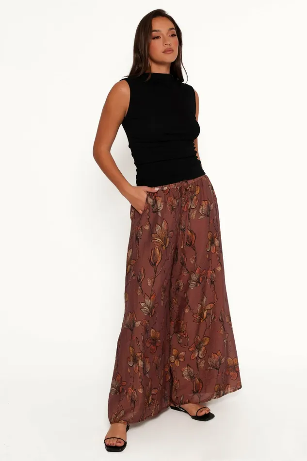 Women Pants Petal and Pup Larson Pant Brown Floral