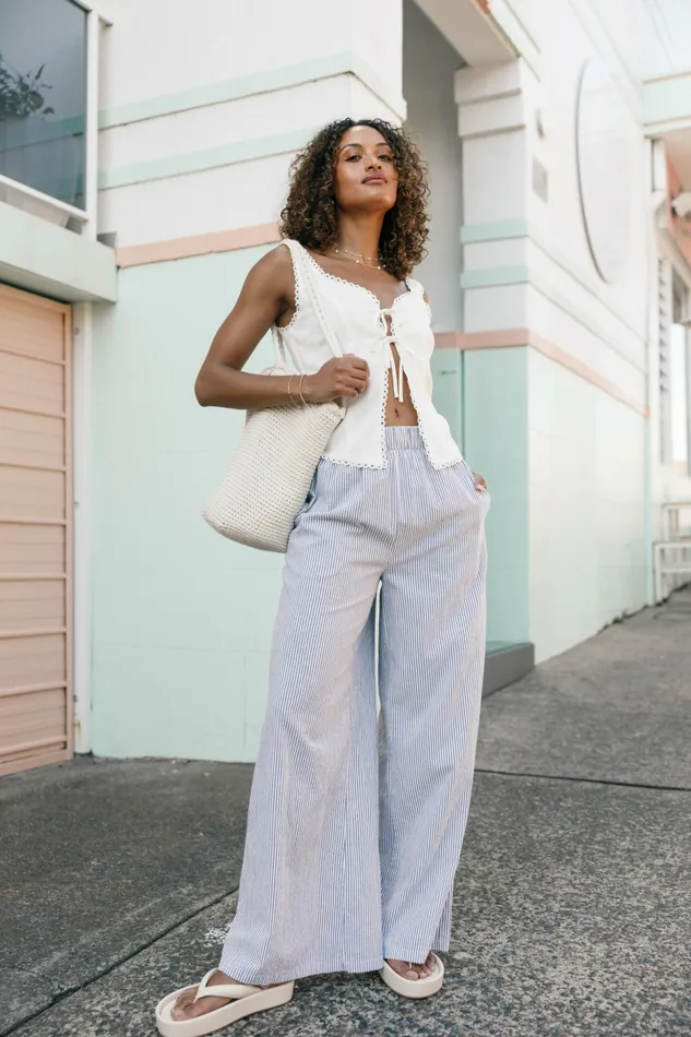 Women Pants Petal and Pup Savanna Striped Pants White