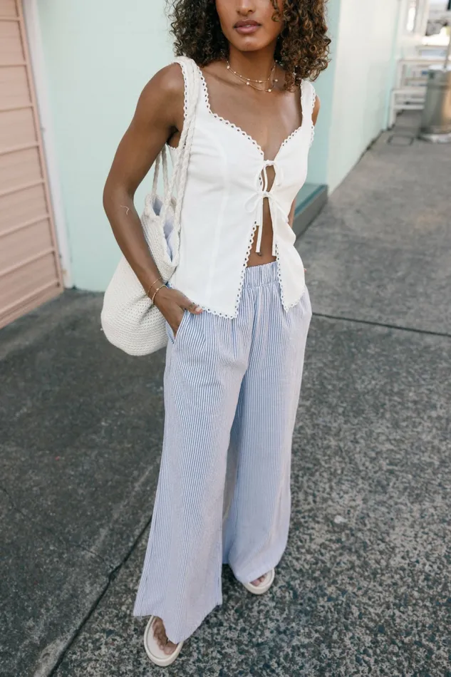 Women Pants Petal and Pup Savanna Striped Pants White