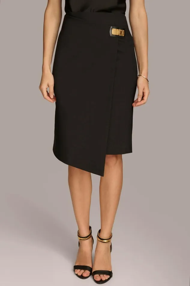 Women PENCIL SKIRT WITH BUCKLE DETAIL Black Donna Karan New York Skirts