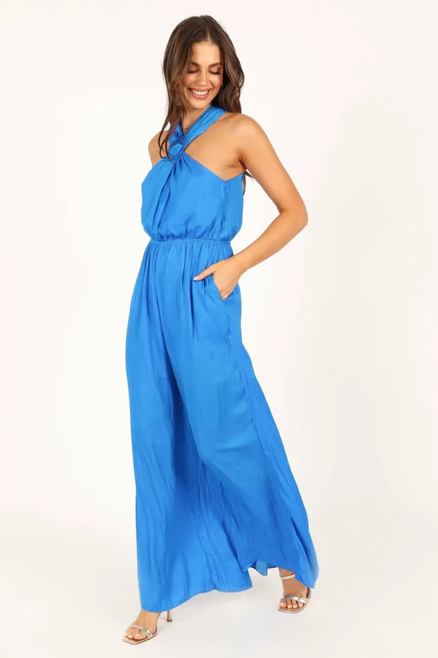 Women Petal and Pup Dylan Wide Leg Jumpsuit Blue Jumpsuits and Rompers