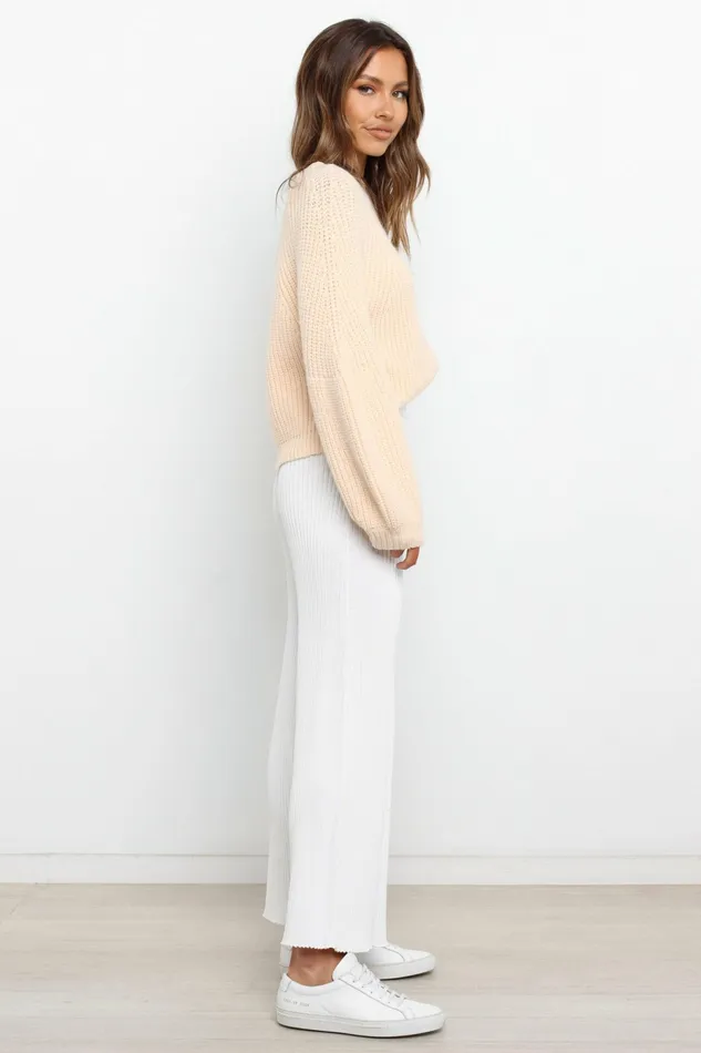 Women Petal and Pup London Knit Sweater Beige Sweaters