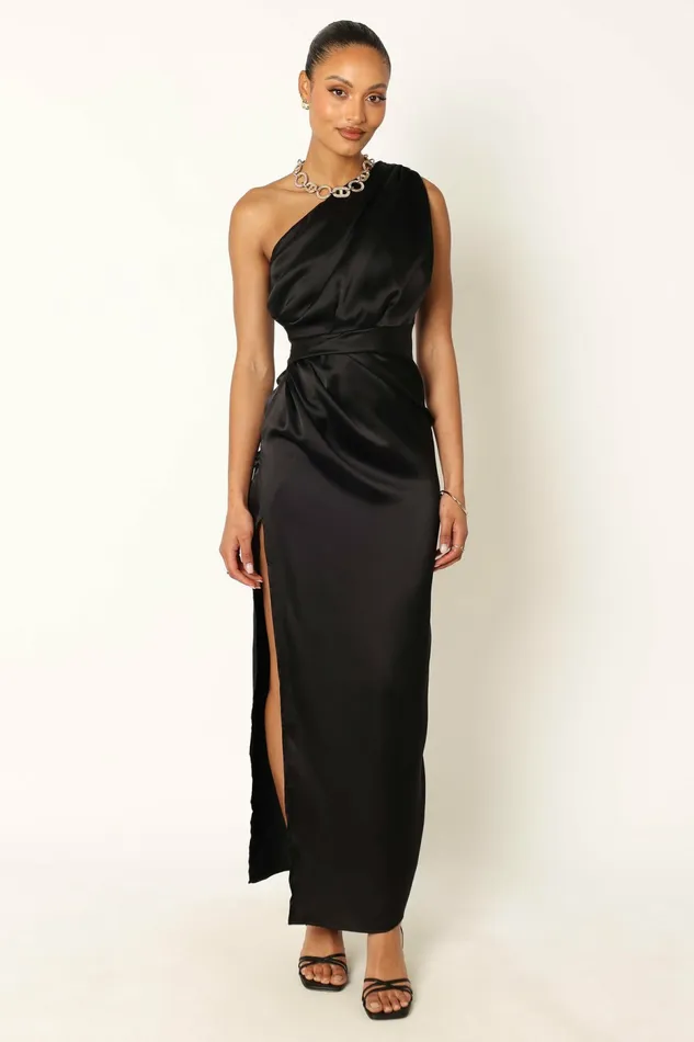 Women Petal and Pup Nadia One Shoulder Maxi Dress Black Event Dresses