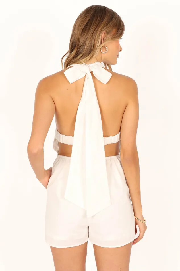 Women Petal and Pup Nelda Halter Romper White Jumpsuits and Rompers