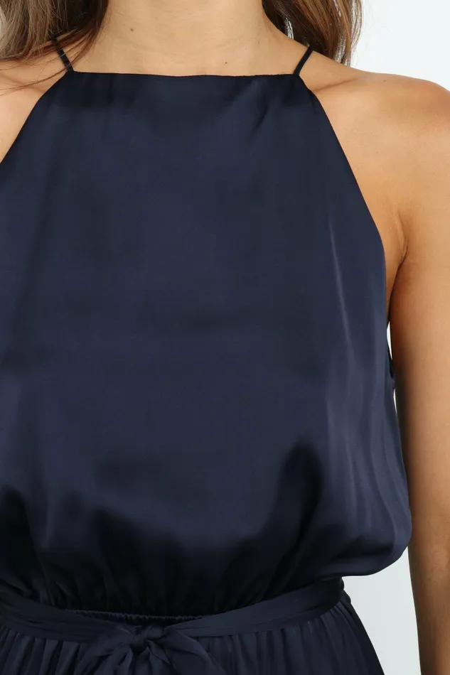 Women Petal and Pup Seychelle Dress Navy Satin Dresses