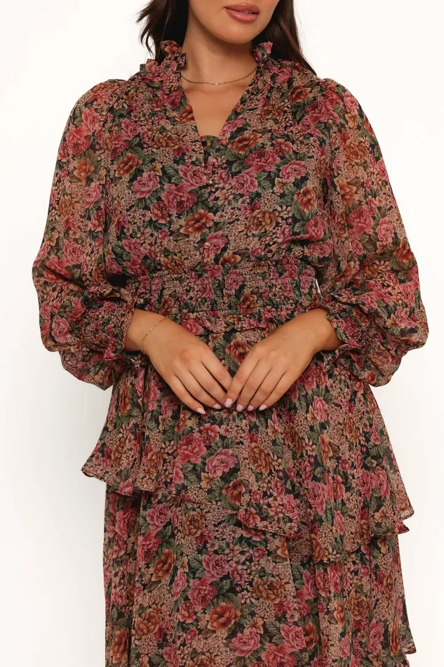 Women Petal and Pup Vivian Midi Dress RoseBlack Winter Dresses