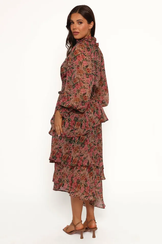 Women Petal and Pup Vivian Midi Dress RoseBlack Winter Dresses