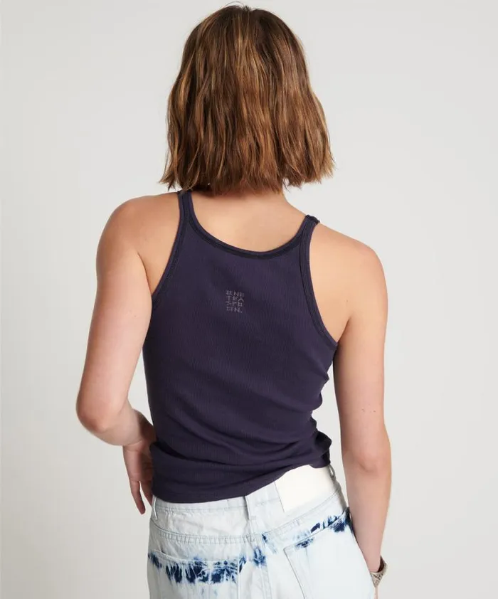 Women PETROL BOWER BIRD RIBBED TANK TOP One Teaspoon Tees and Tanks