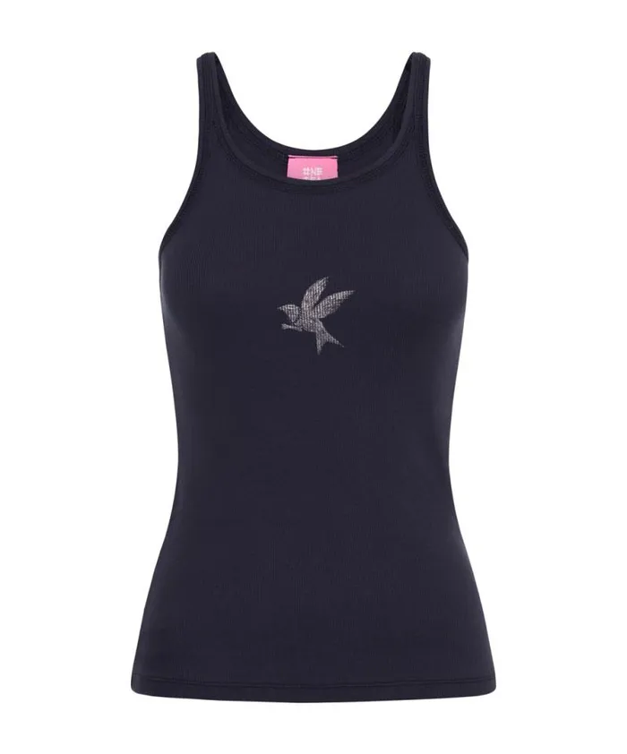 Women PETROL BOWER BIRD RIBBED TANK TOP One Teaspoon Tees and Tanks