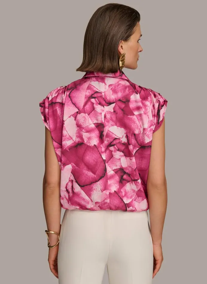 Women PRINT CINCHED SHOULDER BLOUSE Cactus Flower Donna Karan New York Sweaters And Tops Women PRINT CINCHED SHOULDER BLOUSE Cactus Flower Donna Karan New York Sweaters And Tops