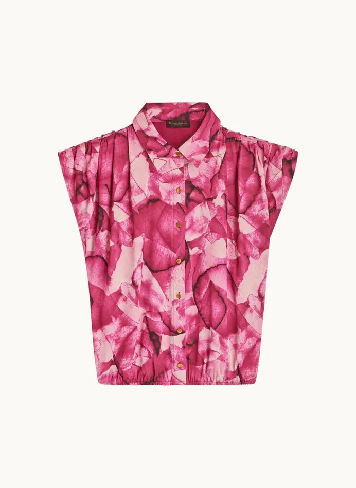 Women PRINT CINCHED SHOULDER BLOUSE Cactus Flower Donna Karan New York Sweaters And Tops Women PRINT CINCHED SHOULDER BLOUSE Cactus Flower Donna Karan New York Sweaters And Tops