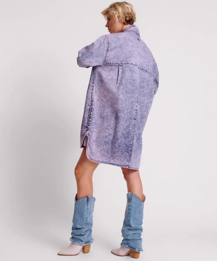 Women PURPLE RAIN NIXIE DENIM SHIRT DRESS One Teaspoon Denim Dresses