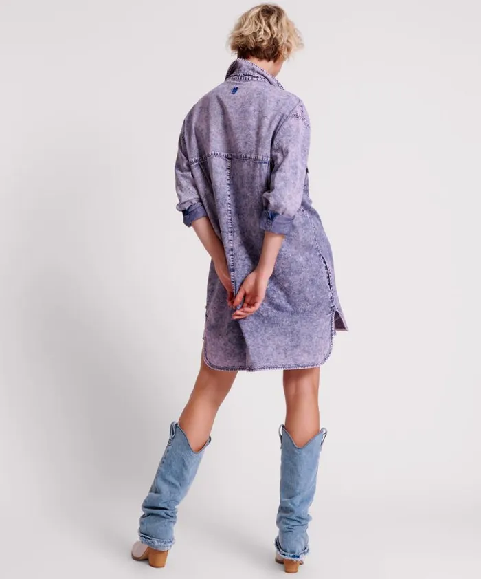 Women PURPLE RAIN NIXIE DENIM SHIRT DRESS One Teaspoon Denim Dresses