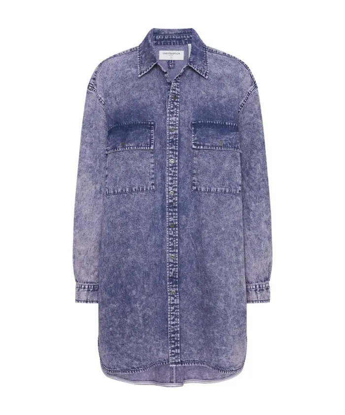 Women PURPLE RAIN NIXIE DENIM SHIRT DRESS One Teaspoon Denim Dresses