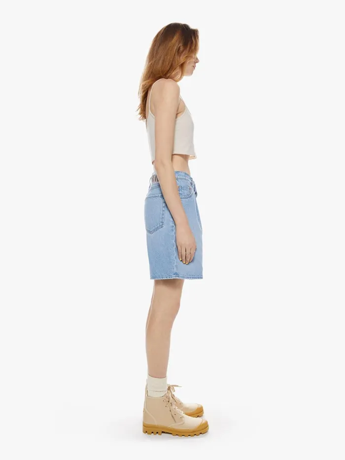 Women Relaxed Mother Denim SNACKS The Pleated Fun Dip Short Blue