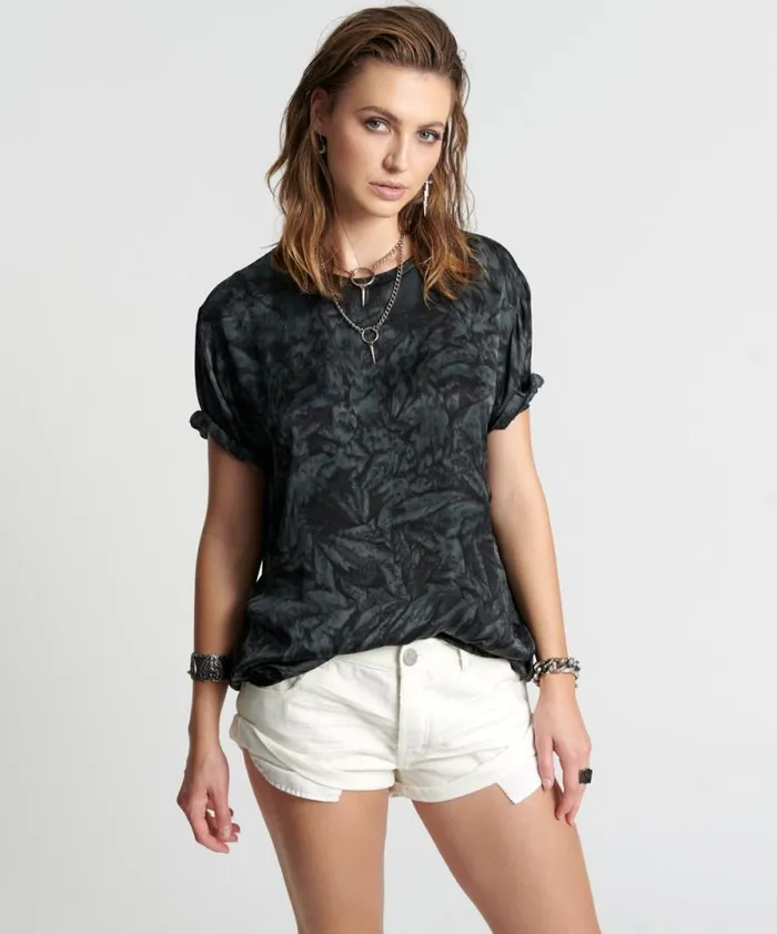 Women RESONANCE HAND DYED SATIN TEE One Teaspoon Tees and Tanks